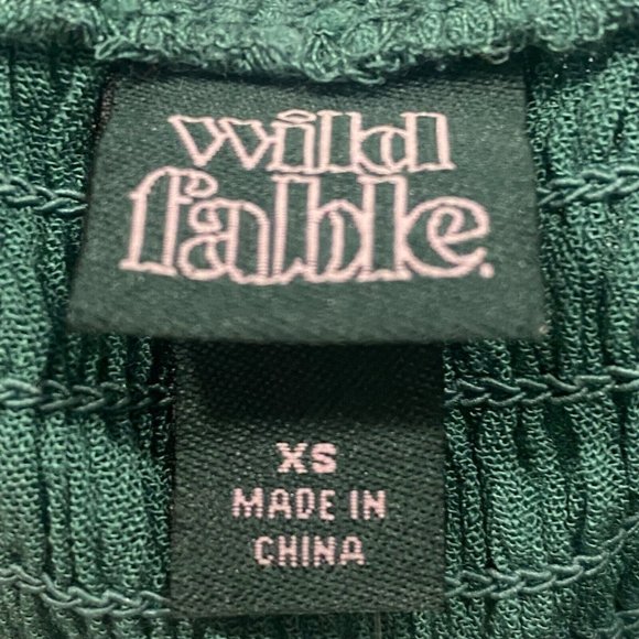 WILD FABLE Women's Crop Off-The-Shoulder Balloon Sleeve Green Top XS NEW NWT - Picture 3 of 7
